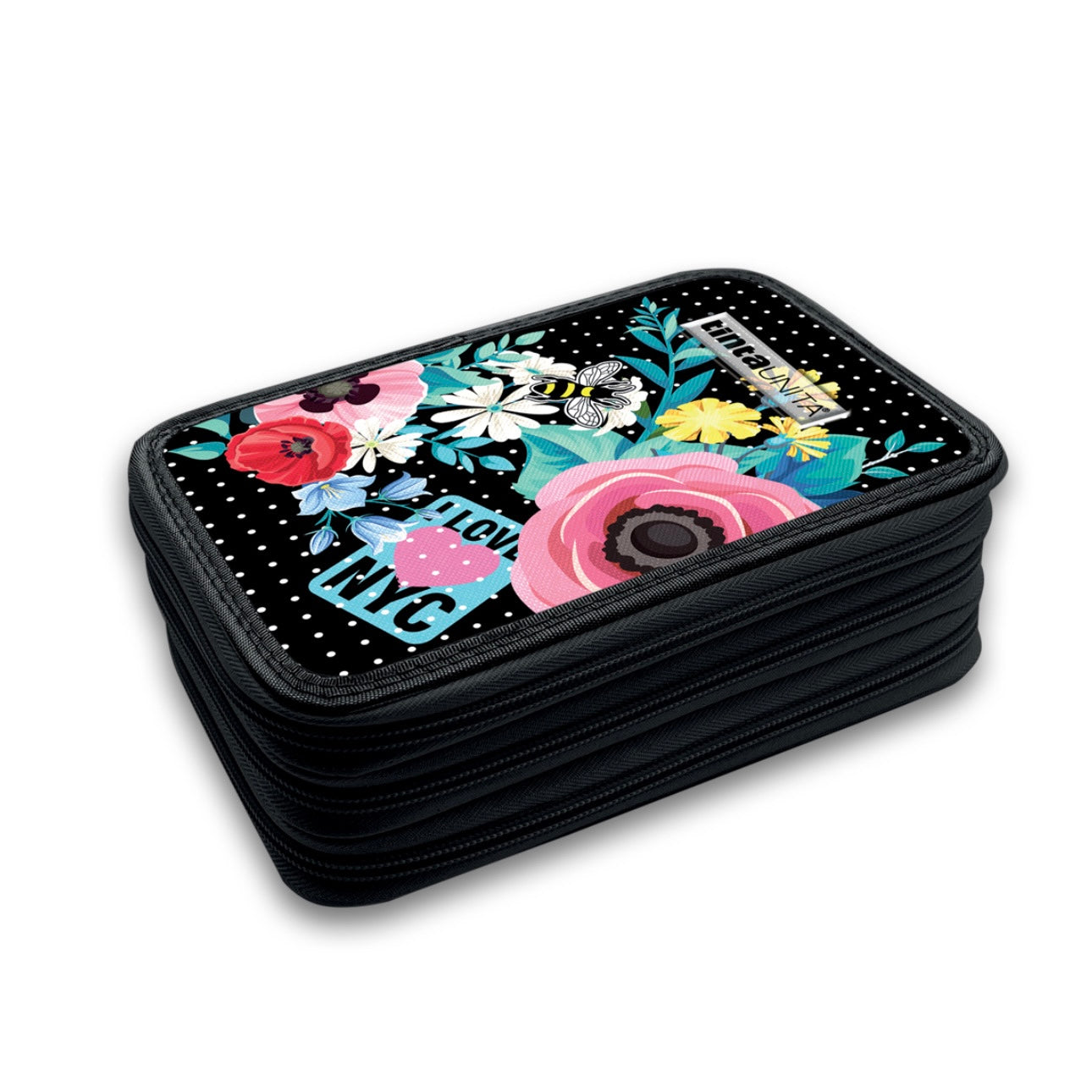 Astuccio 3 Zip Flower - Tinta Unita