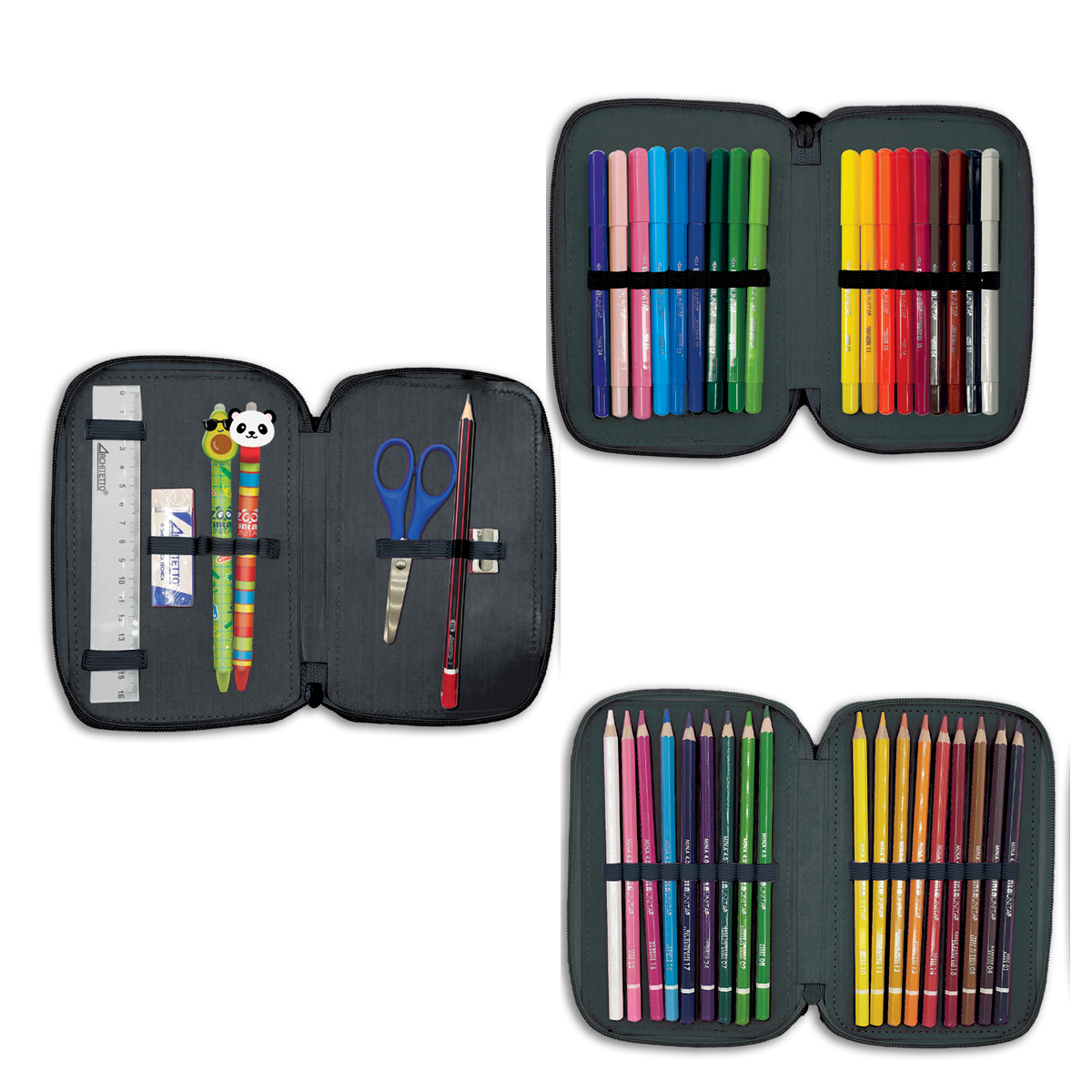 Astuccio 3Zip TINTA UNITA Zoo Fuxia