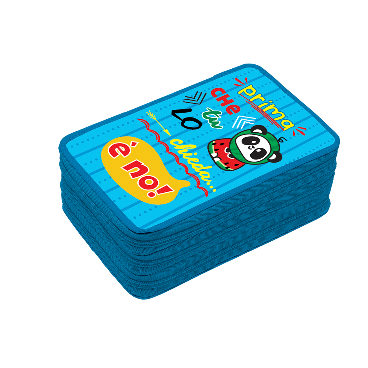 Astuccio 3Zip TINTA UNITA Zoo Azzurro