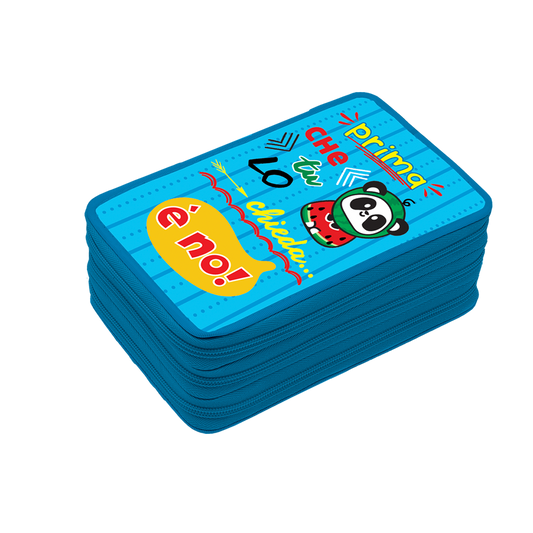 Astuccio 3Zip TINTA UNITA Zoo Azzurro