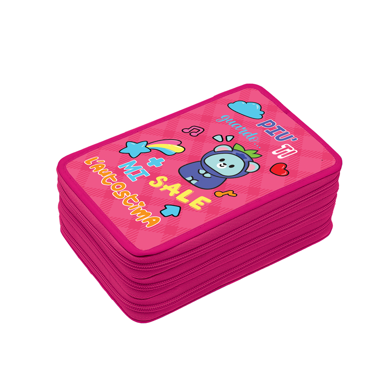 Astuccio 3Zip TINTA UNITA Zoo Fuxia