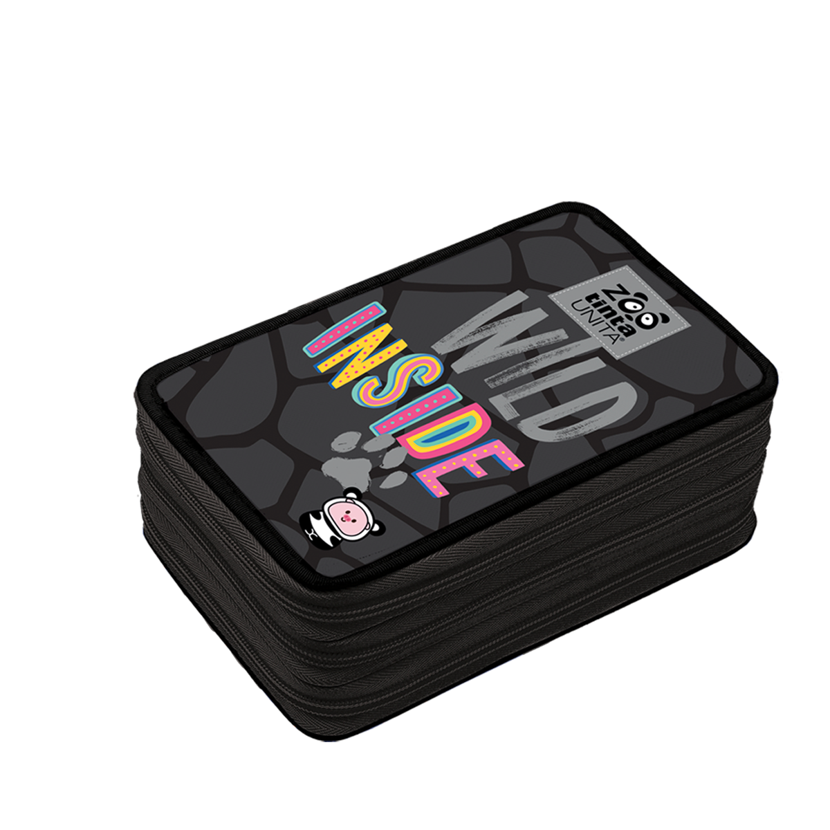 Astuccio 3Zip TINTA UNITA Zoo Nero