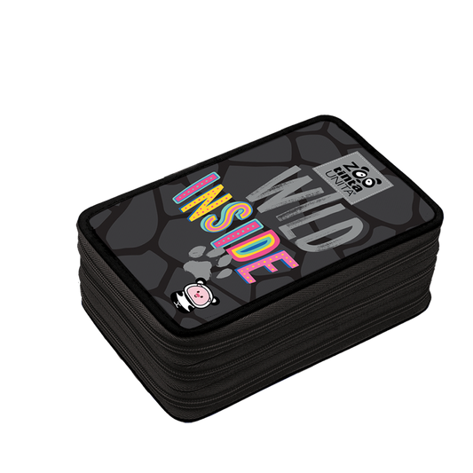 Astuccio 3Zip TINTA UNITA Zoo Nero