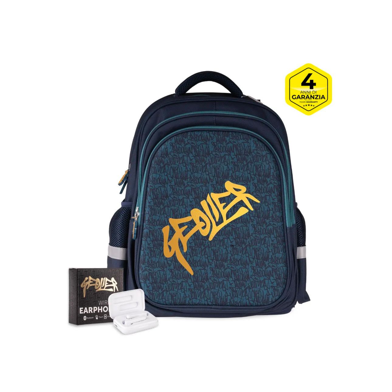 Zaino scuola Graffiti Geolier con cuffie omaggio Colourbook