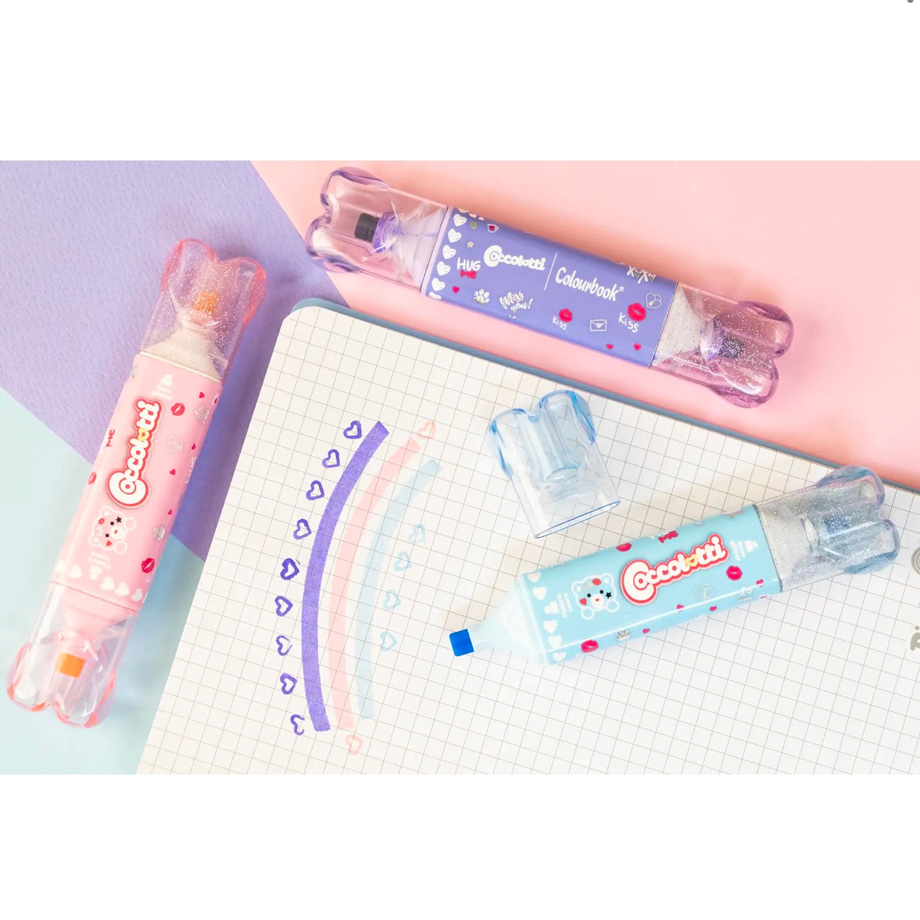 Set 3 evidenziatori con timbro Coccolotti