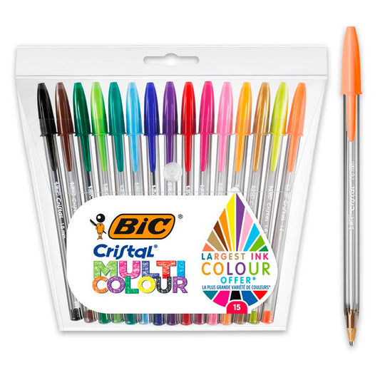 Set Penne Bic Cristal Multicolor 15 pezzi