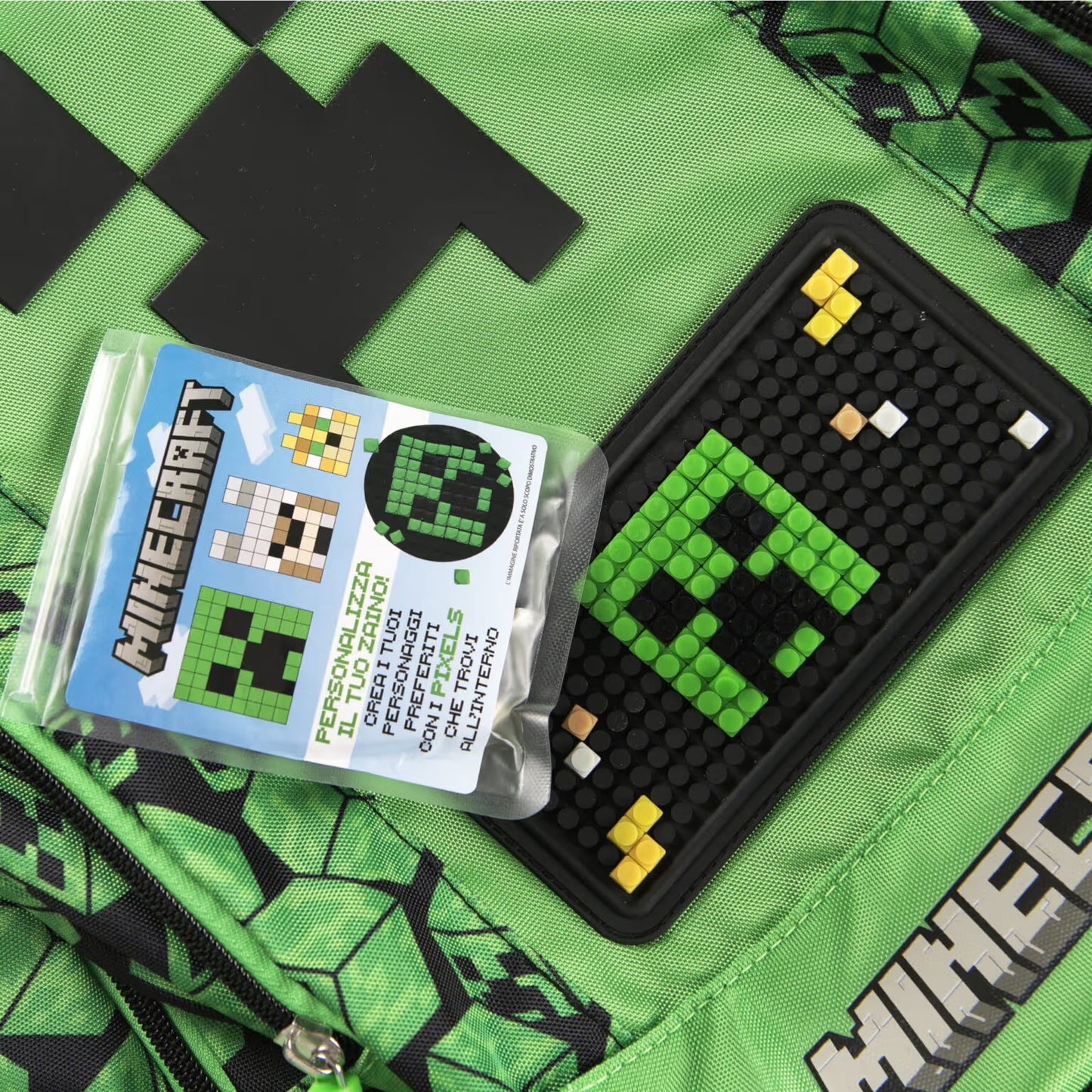 Zaino organizzato Minecraft Verde/Nero