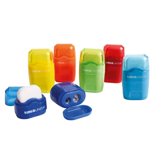 Temperamatite Dual 2 Fori con Gomma TINTA UNITA