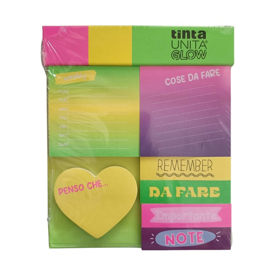 Kit Memo Tag Post It Tinta Unita Glow
