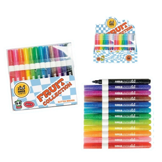 Confezione di Pennarelli Glitter Tinta Unita Zoo Fruit Profumati