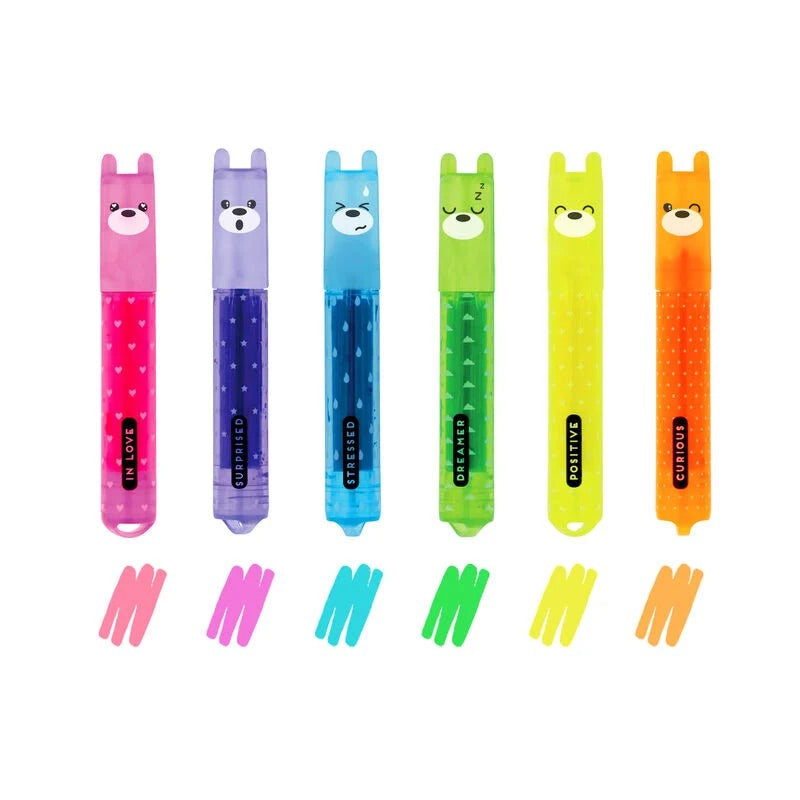 Set di 6 Mini Evidenziatori - Teddy's Mood LEGAMI
