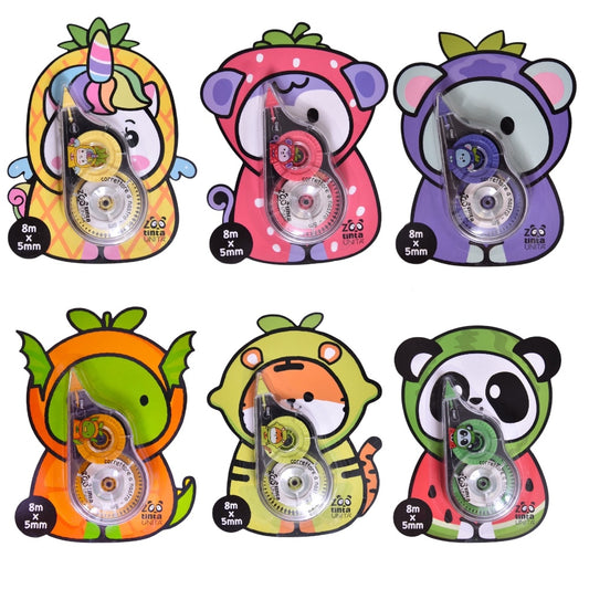 Correttore a Nastro Tinta Unita Zoo Fruit