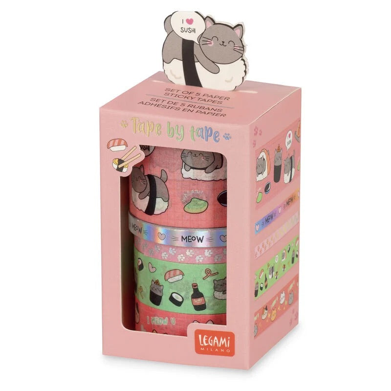 Set di 5 Nastri Adesivi di Carta - Tape by Tape Kitty LEGAMI