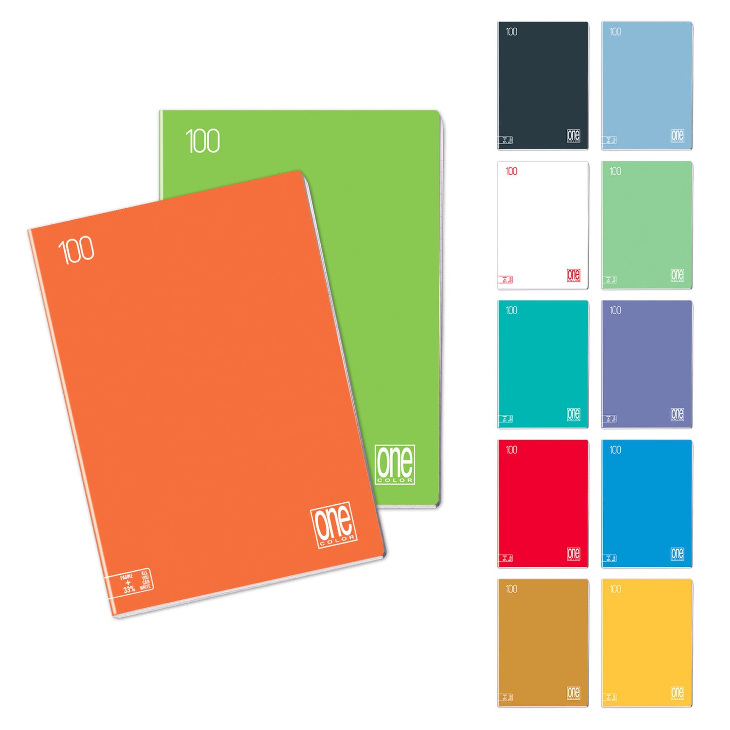10 Maxi quaderni One Color con Jolly Page. Carta da 100gr