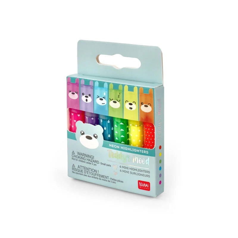 Set di 6 Mini Evidenziatori - Teddy's Mood LEGAMI