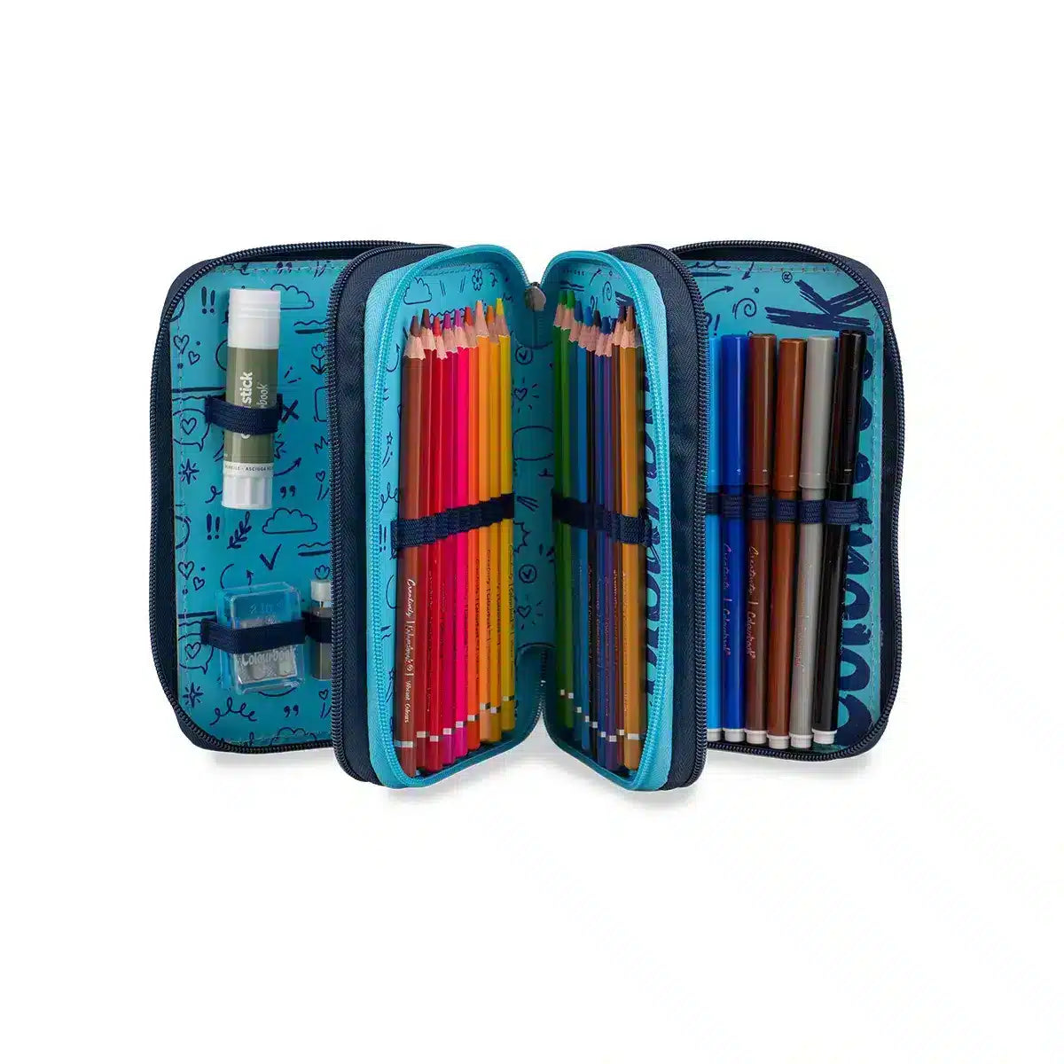 Astuccio 3 zip Bicolor - Colourbook