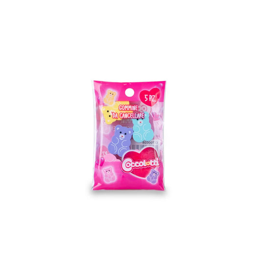Bustina 5 mini gomme da cancellare Coccolotti