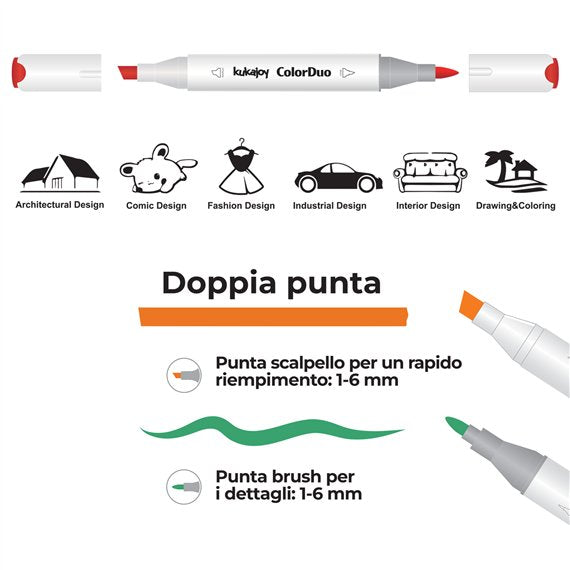 48 Pennarelli Color Duo Brush - Kukajoy