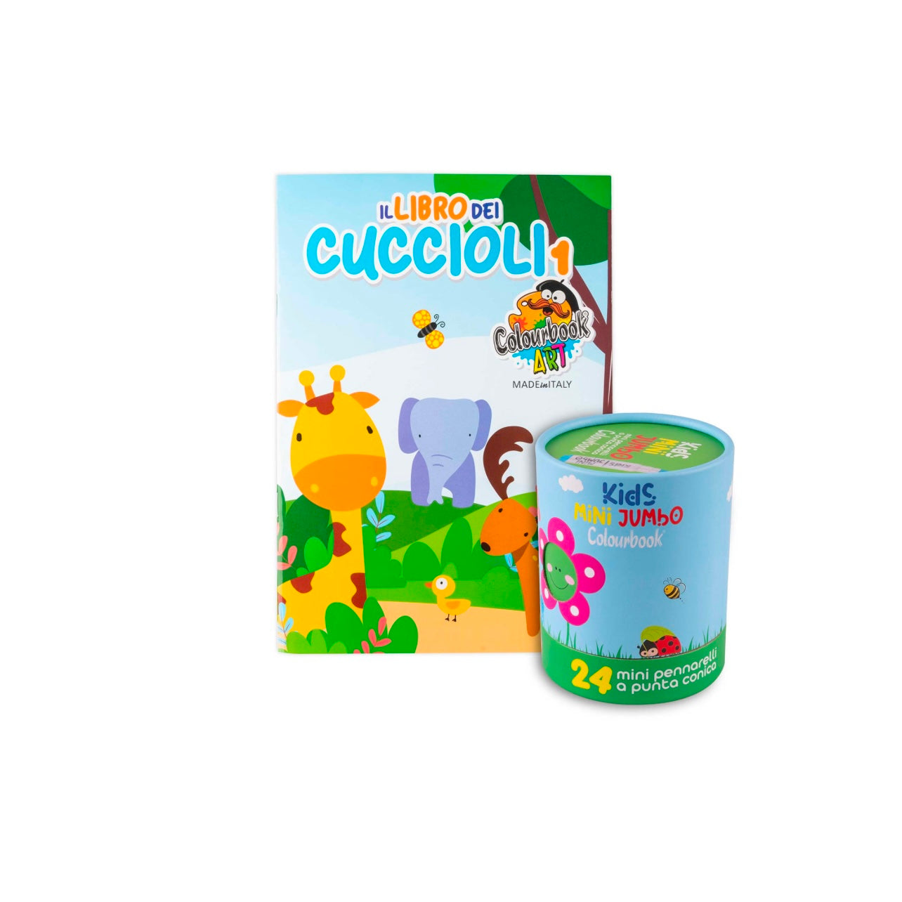 Scatola 24 pennarelli Mini Kids Jumbo + Libro da colorare “Cuccioli 1” in omaggio