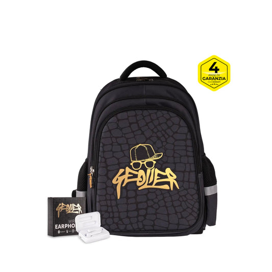 Zaino scuola Skin Geolier con cuffie omaggio Colourbook