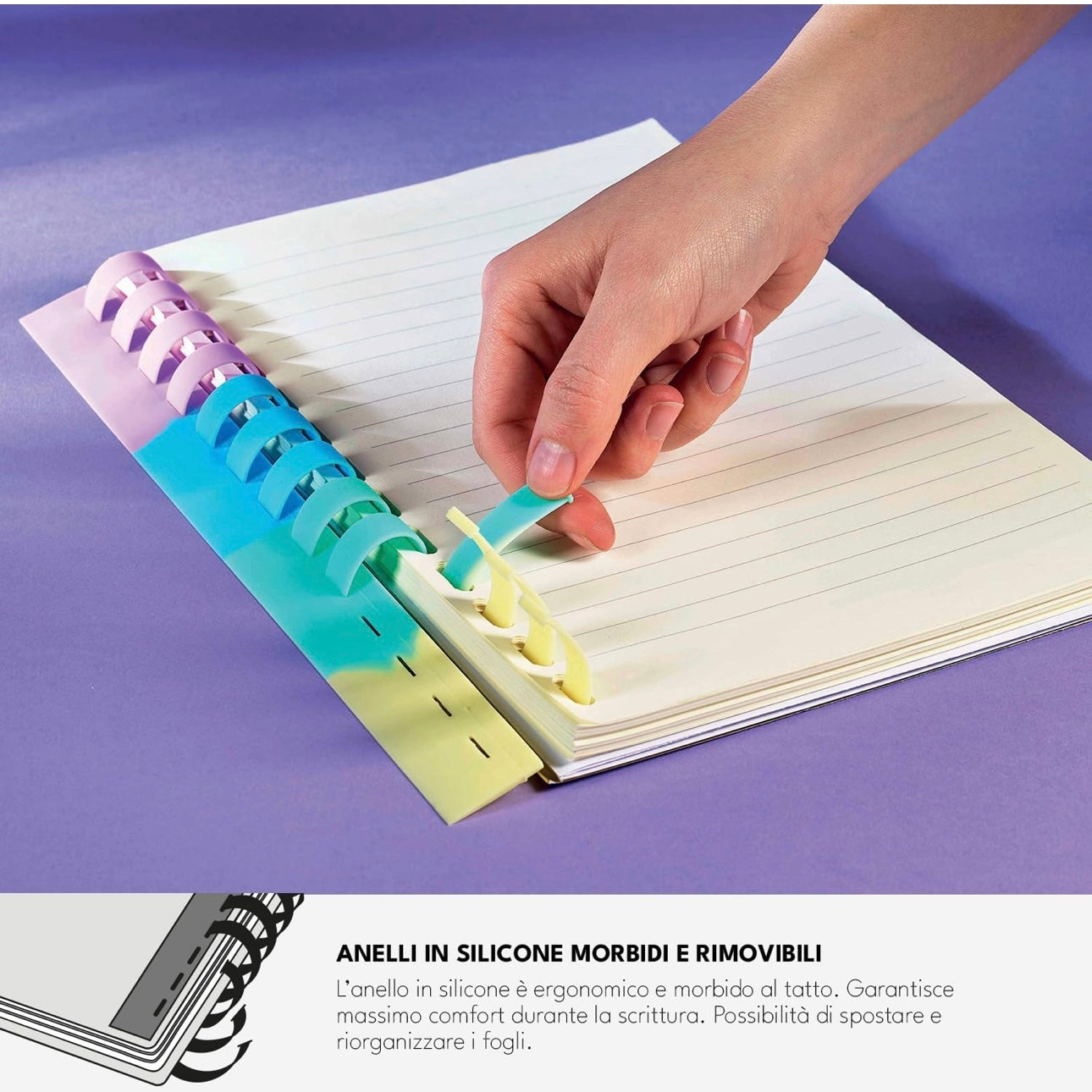 Notebook ad anelli A5 Rainbow Pastel - Osama