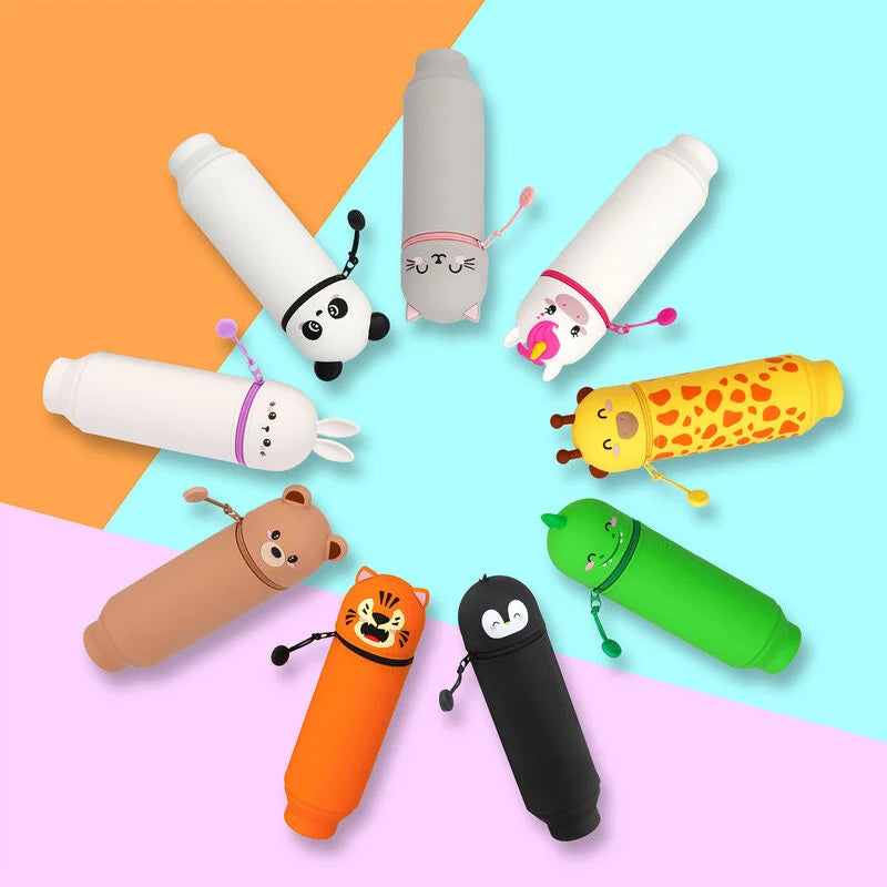 Astuccio Portapenne In Silicone 2 In 1 – Morbido A Forma Di Orso Panda – Kawaii, Per Scuola E Ufficio