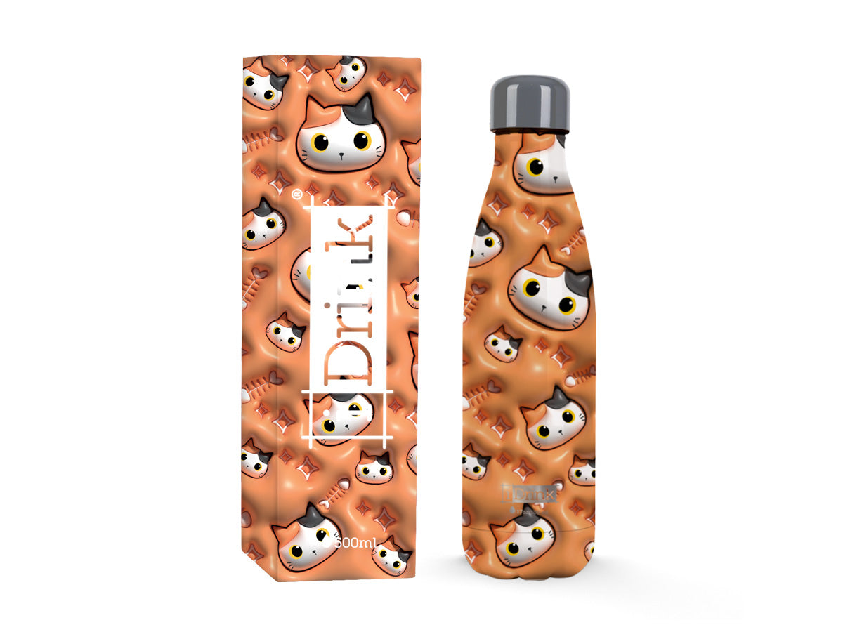 Borraccia Termica 500 ml Gatto Arancione 3D