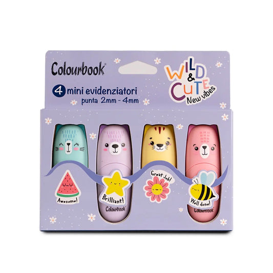 Set 4 mini evidenziatori Wild&Cute