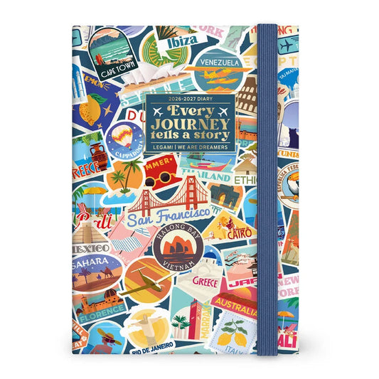 Agenda 2026/2027 Giornaliera Fotografica 16 Mesi - Travel Stickers