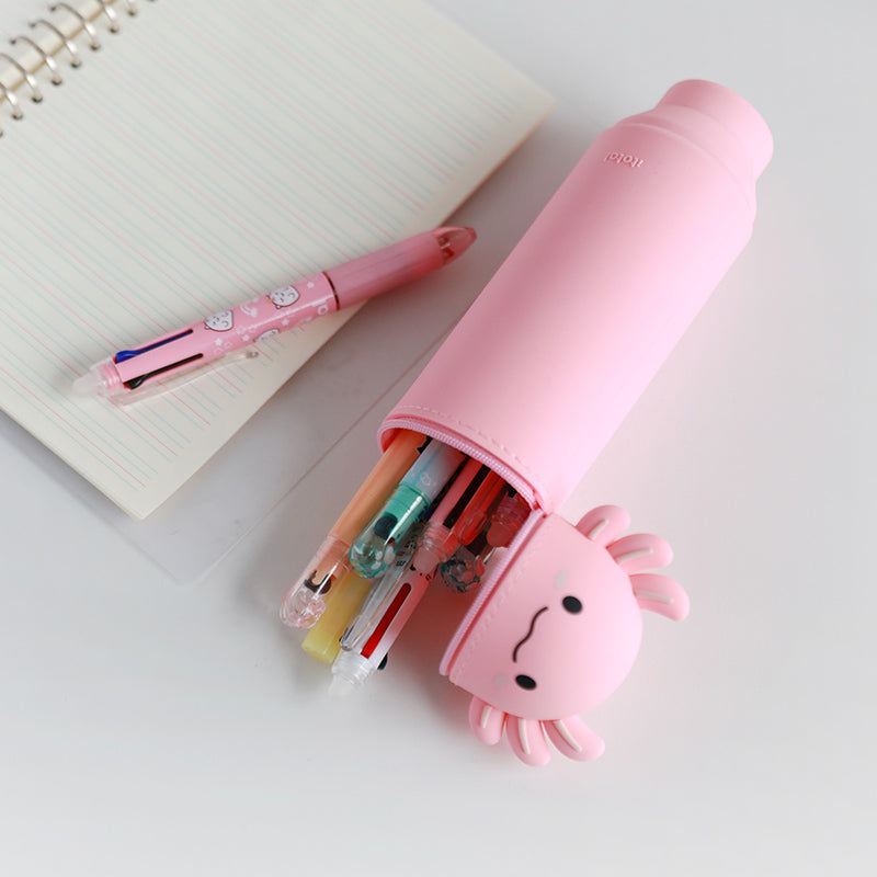 Astuccio Kawaii In Silicone Morbido – Grigio A Forma Di Squalo, 2 In 1, Capiente E Impermeabile, Per Scuola E Ufficio