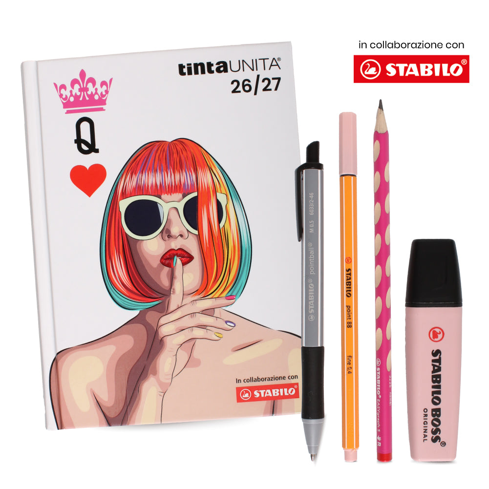 Diario 26/27 Queen - Tinta Unita X Stabilo