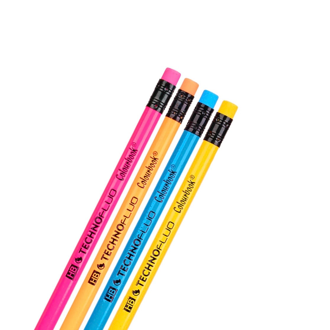 Set 4 matite con gomma – Techno Fluo