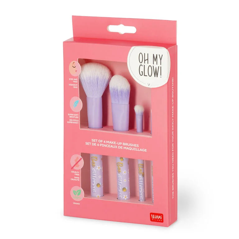 Set di 4 Pennelli per il Trucco Bee - Oh My Glow!￼