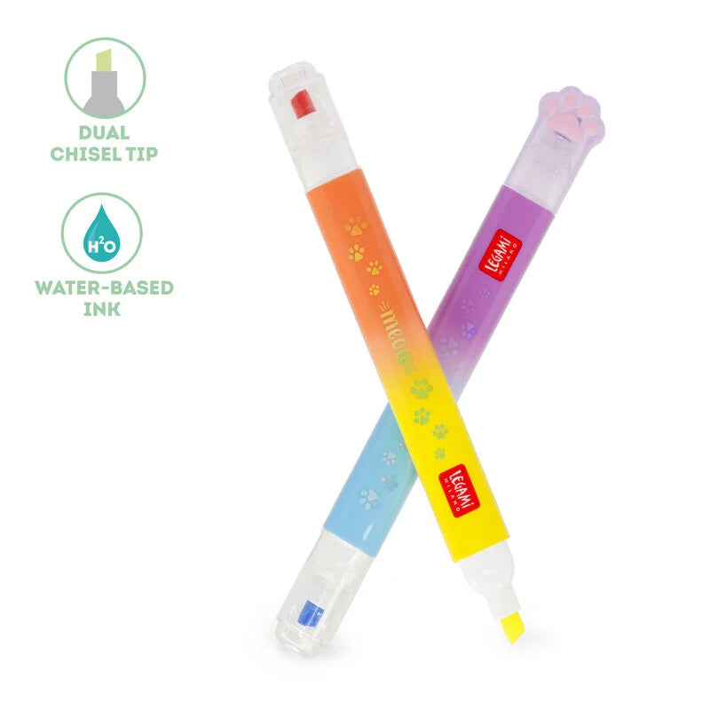 Set di 6 Evidenziatori Doppia Punta Kitty - Meow