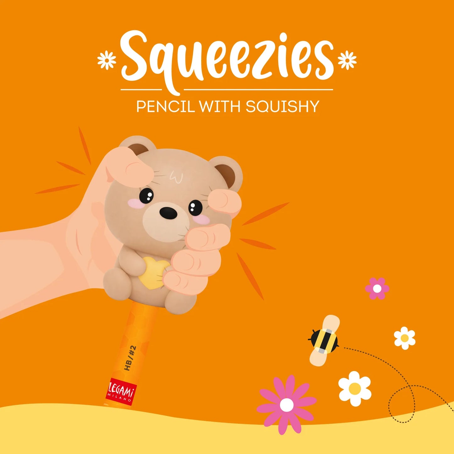 Matita con Antistress Squeezies - Teddy Bear