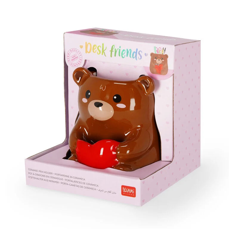 Portapenne in Ceramica - Teddy Bear - Desk Friends