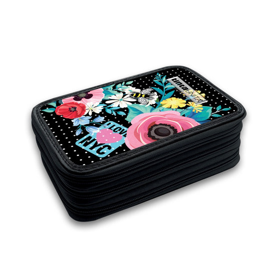 Astuccio 3 Zip Flower - Tinta Unita