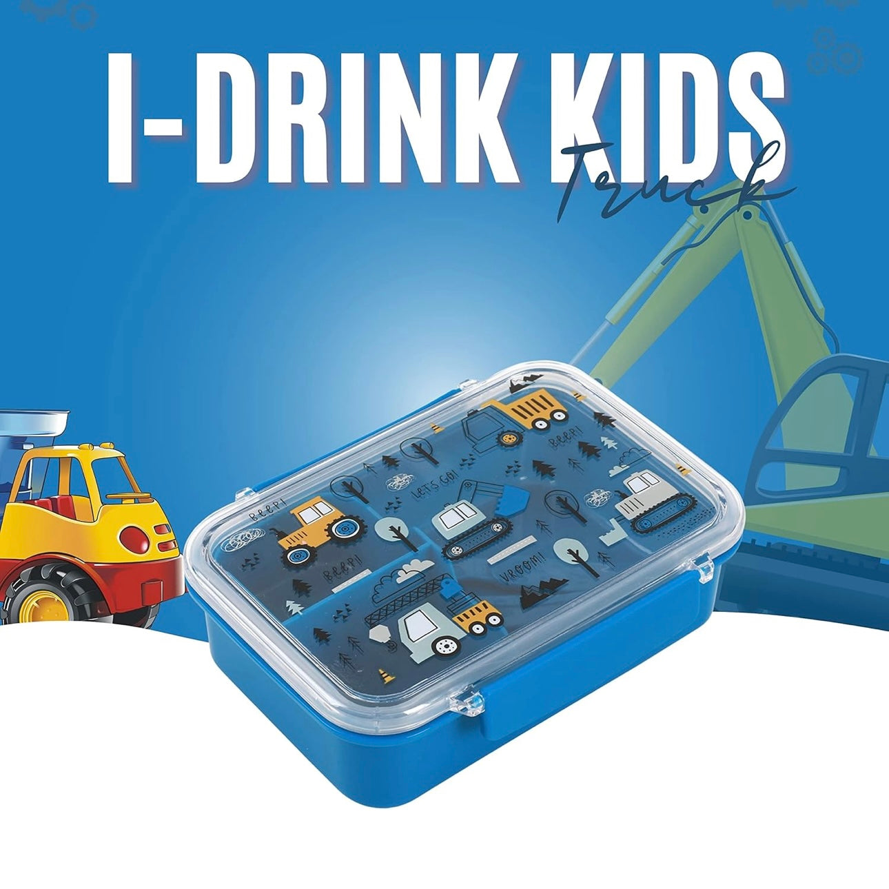IDRINK®- Lunch box con divisorio, forchetta e cucchiaio Truck