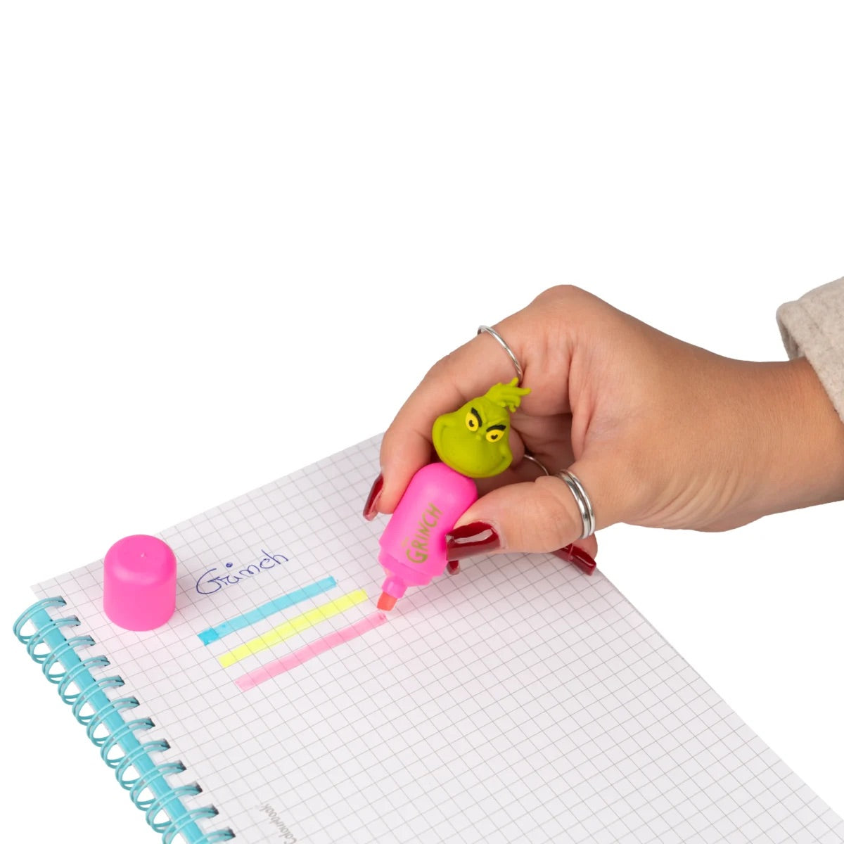 Set 3 evidenziatori The Grinch con Testa 3D – Tratto fluo