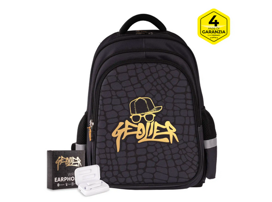 Zaino scuola Skin Geolier con cuffie omaggio Colourbook