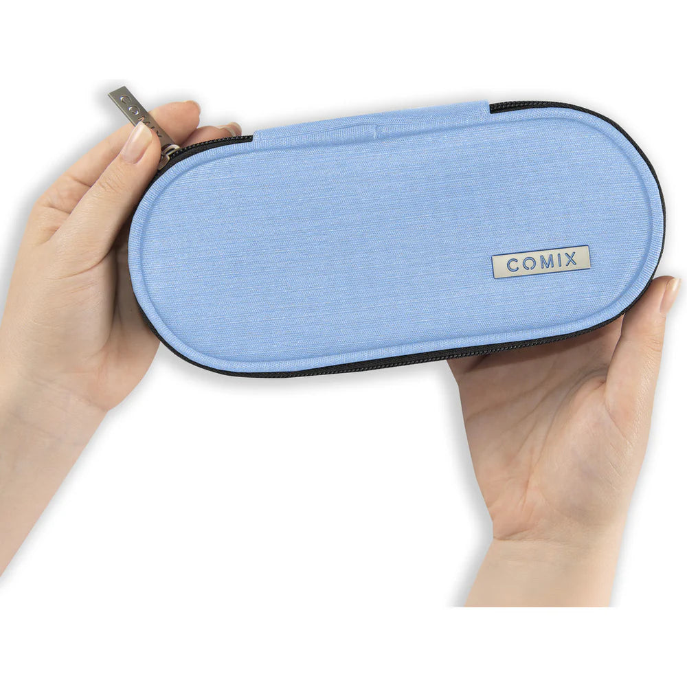Astuccio ovale COMIX Lurex Azzurro