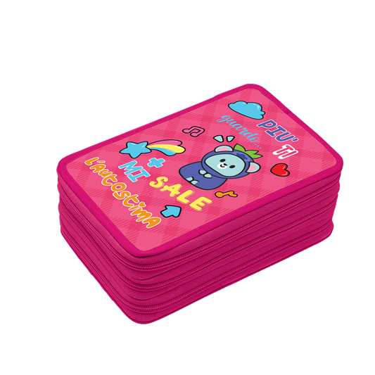 Astuccio 3Zip TINTA UNITA Zoo Fuxia