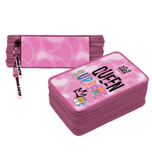 Astuccio 3Zip TINTA UNITA Zoo Rosa