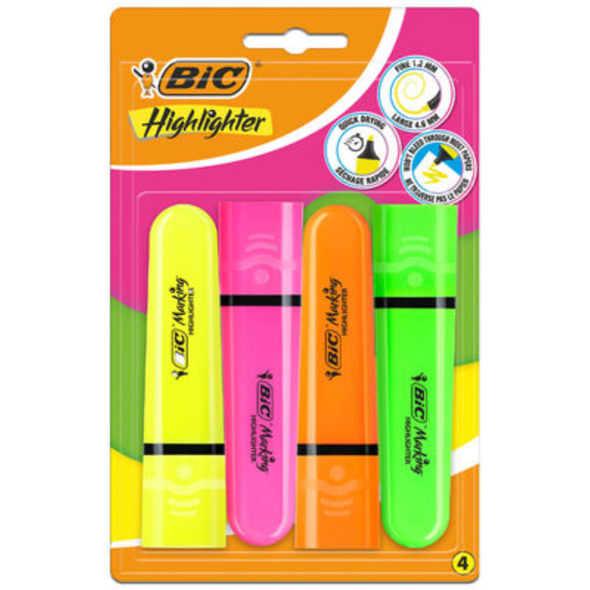 Set 4 Evidenziatori Flat BIC