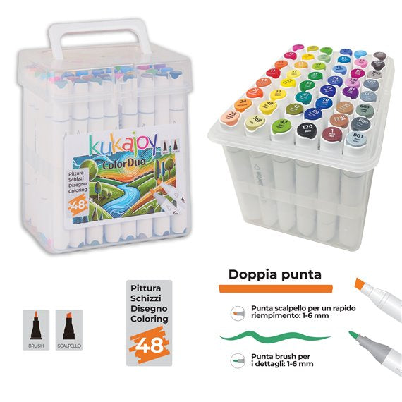 48 Pennarelli Color Duo Brush - Kukajoy