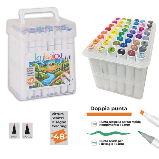 48 Pennarelli Color Duo Brush - Kukajoy