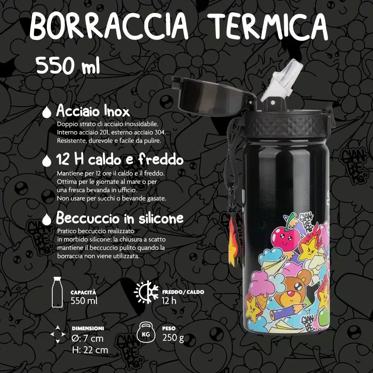 Borraccia Termica Gianpiero x Colourbook 550ml