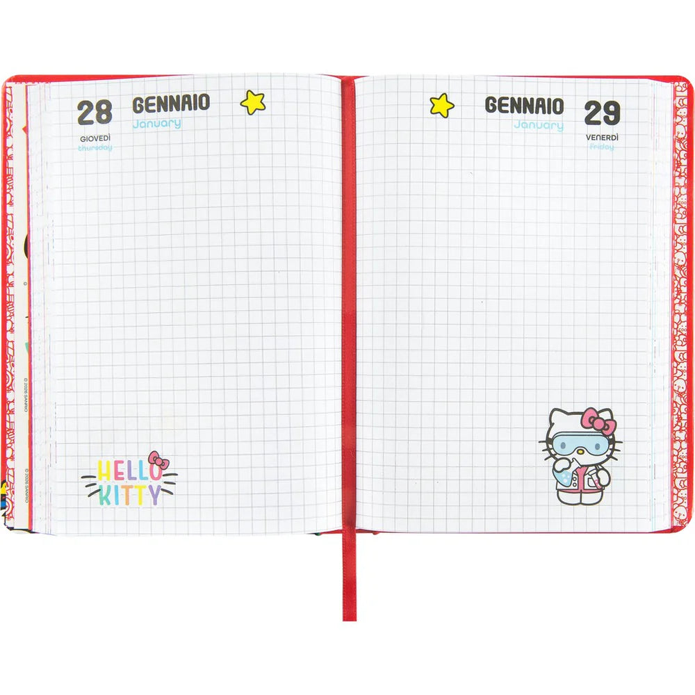 Diario 12 Mesi 2026/27 - Hello Kitty - Datato Rosso