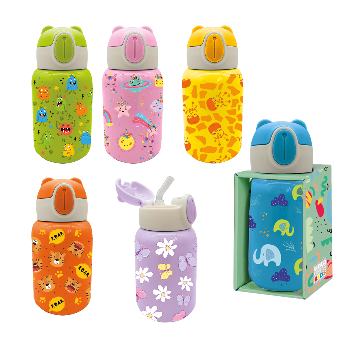 Borraccia Termica con Cannuccia 400 ml - Tinta Unita Kids
