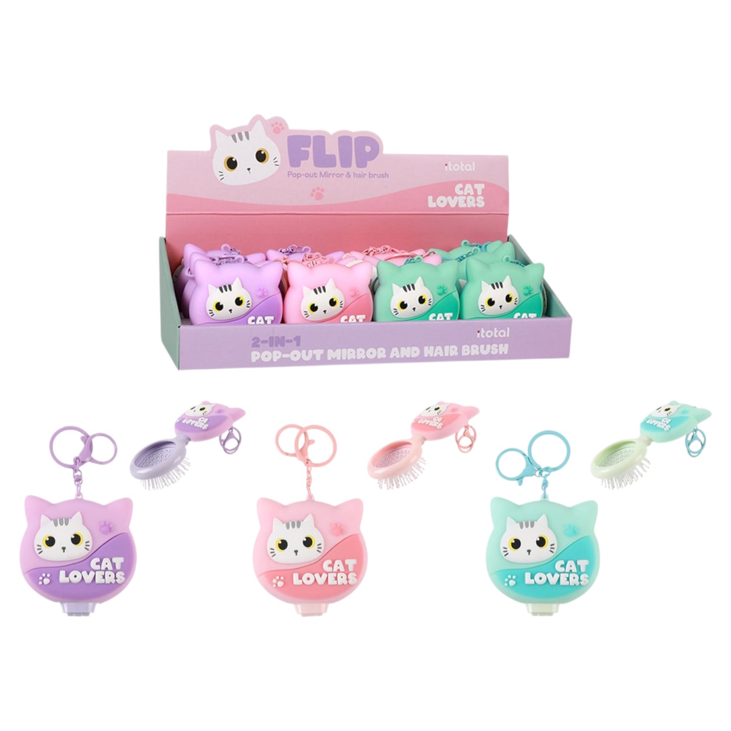 Spazzola con specchio pieghevole Cat - Itotal